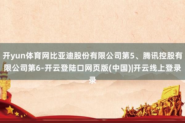 开yun体育网比亚迪股份有限公司第5、腾讯控股有限公司第6-开云登陆口网页版(中国)|开云线上登录